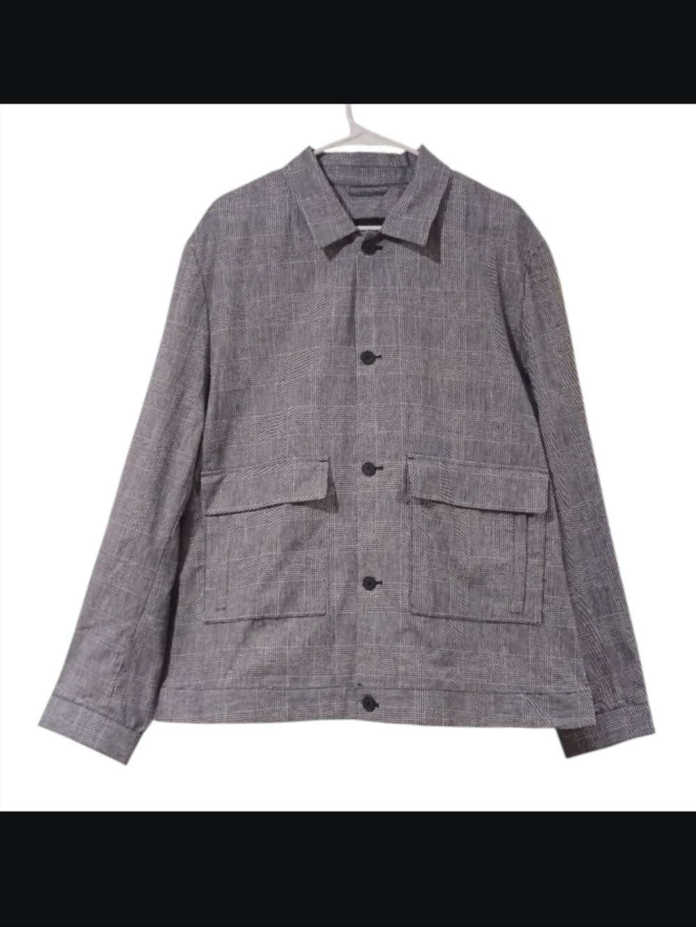 Express Linen Blend Windowpane Plaid Shirt Jacket Lightweight Shacket - Picture 3 of 8